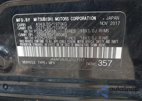 2018 Mitsubishi Outlander Sport 2.0 Le z USA, uszkodzony, nr VIN JA4AP3AU9JZ027157